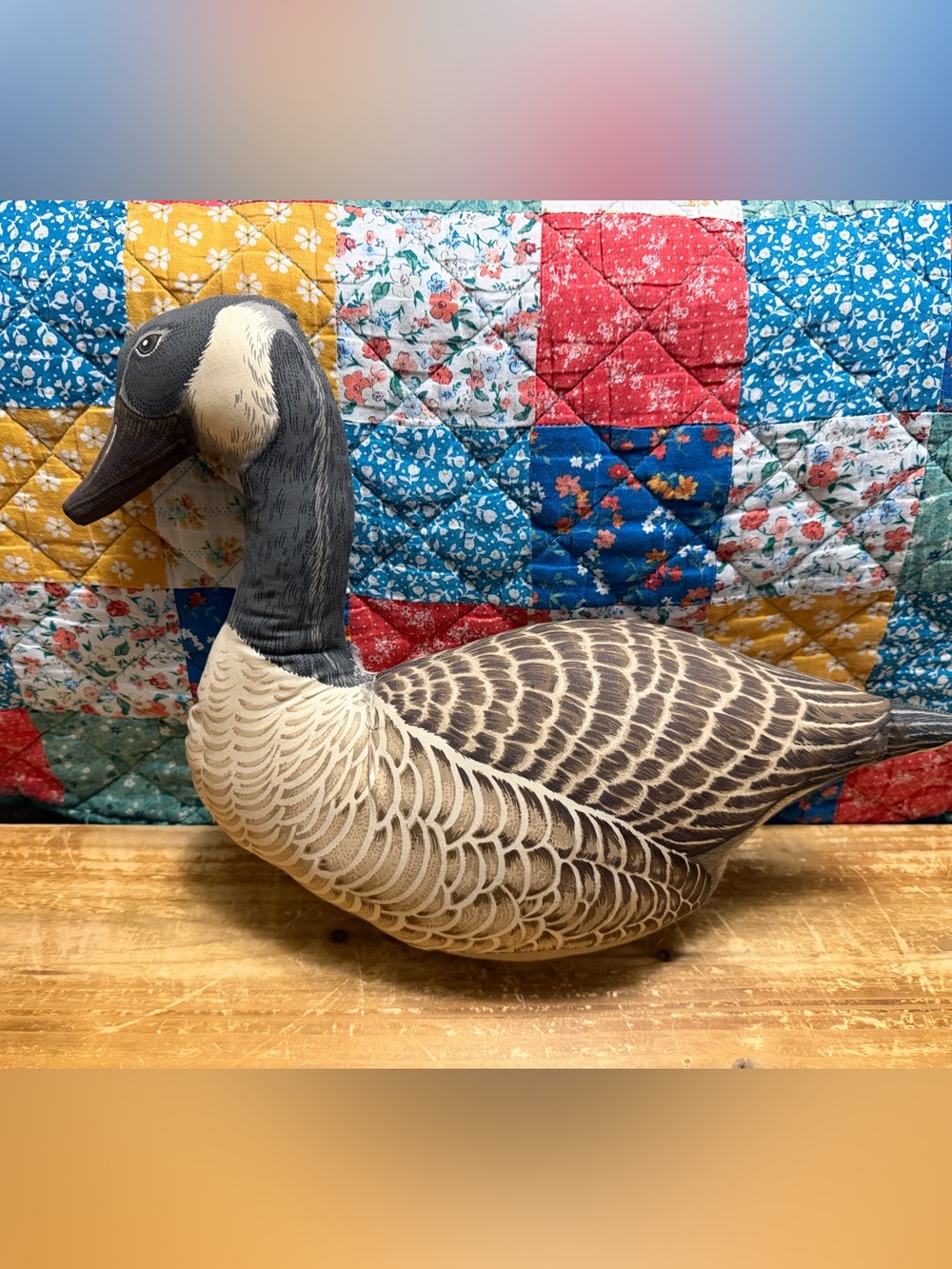 Decorative Canvas Goose Decoy in Brown and Cream